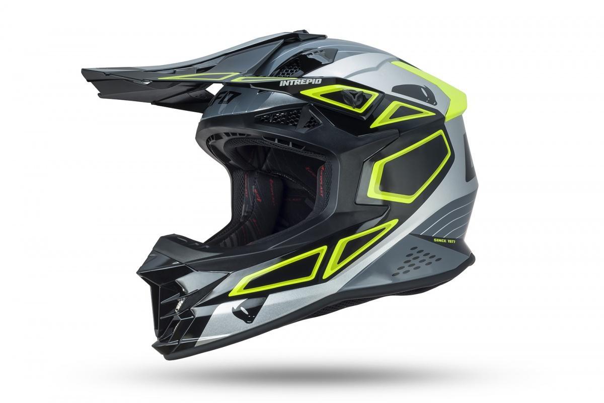 Мотошлем UFO HELMET INTREPID Black/Grey Neon Green